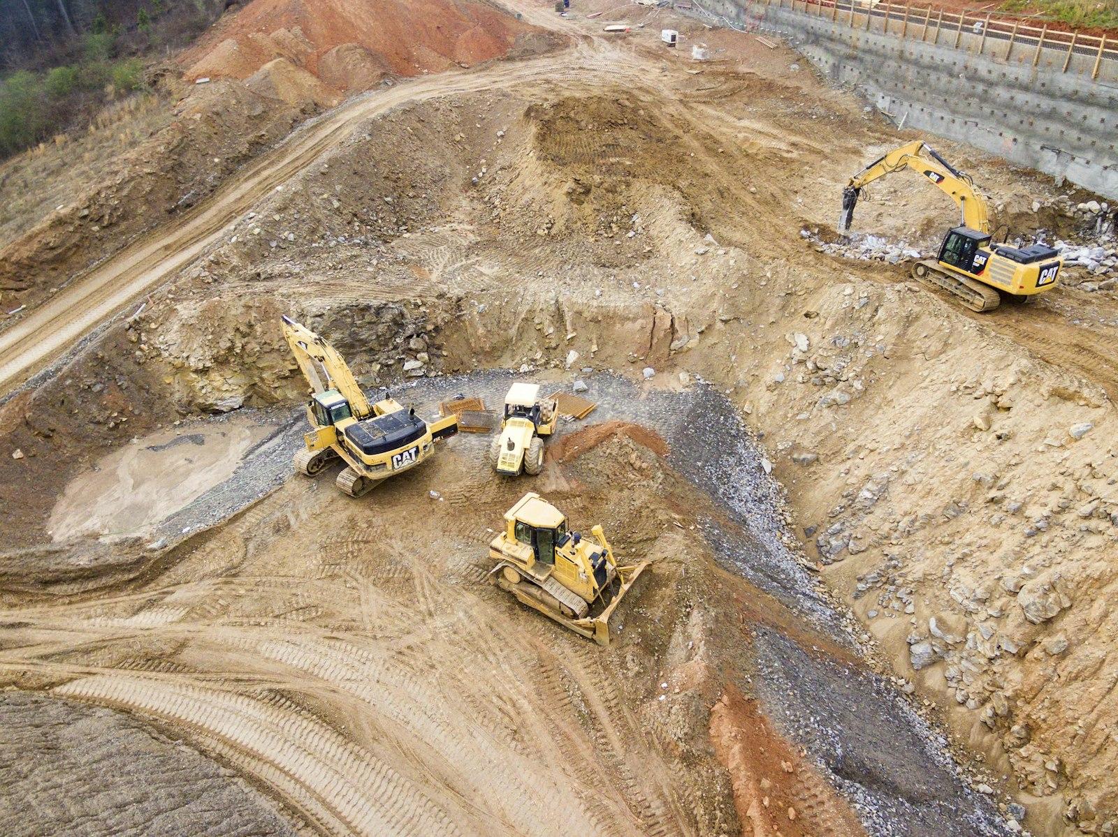 Excavators working on an earthworks site